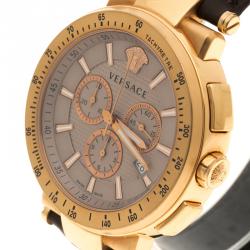 Versace Grey Gold Plated Stainless Steel Chronograph Watch 46 mm