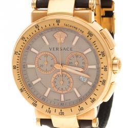 Versace Grey Gold Plated Stainless Steel Chronograph Watch 46 mm