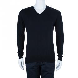 Pre Owned Z Zegna Men's Black V-Neck Sweater XL