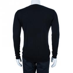 Pre Owned Z Zegna Men's Black V-Neck Sweater XL