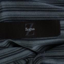 Z Zegna Men's Dark Grey Striped  Shirt M