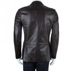 Z Zegna Mens' Black Leather Jacket M