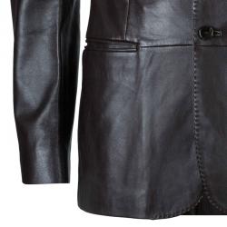Z Zegna Mens' Black Leather Jacket M