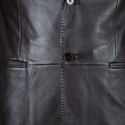Z Zegna Mens' Black Leather Jacket M