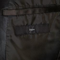 Z Zegna Mens' Black Leather Jacket M