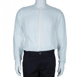 Pre Owned Z Zegna Men's White Linen Shirt XL