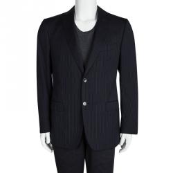 Z Zegna Navy Blue Striped Regular Fit Blazer L