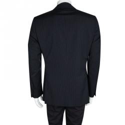 Z Zegna Navy Blue Striped Regular Fit Blazer L
