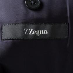 Z Zegna Navy Blue Striped Regular Fit Blazer L