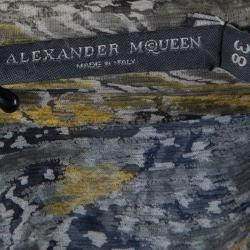 Pre Owned Alexander McQueen Silk Printed Drape Top S