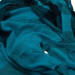 مملوكة مسبقًا Burberry Blue Cotton Blend Novacheck Stole