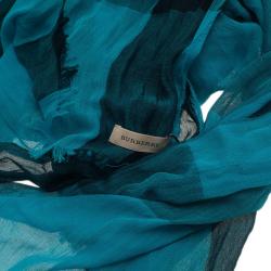 مملوكة مسبقًا Burberry Blue Cotton Blend Novacheck Stole