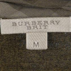Pre Owned  Burberry Brit Olive Green Wool Button Down Cardigan M