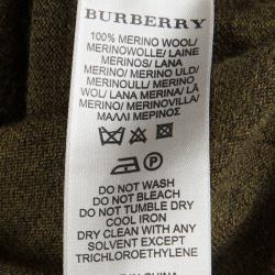 Pre Owned  Burberry Brit Olive Green Wool Button Down Cardigan M