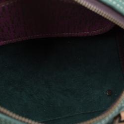 Pre Owned Carolina Herrera Green Monogram Canvas Andy Boston Bag