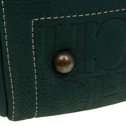 Pre Owned Carolina Herrera Green Monogram Canvas Andy Boston Bag