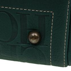 Pre Owned Carolina Herrera Green Monogram Canvas Andy Boston Bag