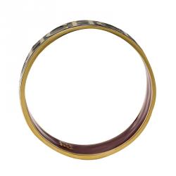 Pre Owned سوار سي أتش كارولينا هيريرا بالشعار ذهبي اللون وإيناميل أسود عريض 20سم