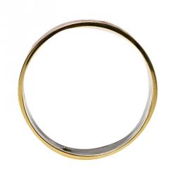 Pre Owned Carolina Herrera CH Logo Burgundy Enamel & Gold Tone Wide Bangle Bracelet 20 cm