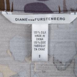 Pre Owned Diane Von Furstenberg Silk Camoflage Print Justin Wrap Dress M