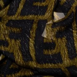 Fendi Brown & Black Zucca Fur Print Silk Stole