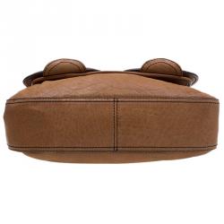 Pre Owned Fendi Brown Leather Trim B Tote