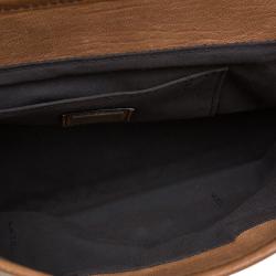 Pre Owned Fendi Brown Leather Trim B Tote