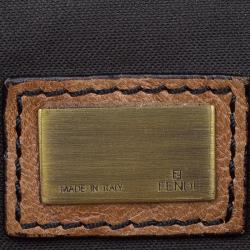 Pre Owned Fendi Brown Leather Trim B Tote