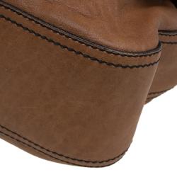 Pre Owned Fendi Brown Leather Trim B Tote