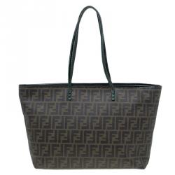 Pre Owned Fendi Tobacco Zucca Coated Canvas Fortune Print Roll Shopper Tote