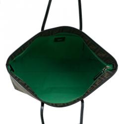 Pre Owned Fendi Tobacco Zucca Coated Canvas Fortune Print Roll Shopper Tote