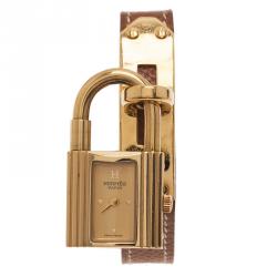Pre Owned Hermes Gold Gold Plated Steel Kelly Women's Wristwatch 20MM