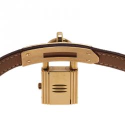 Pre Owned Hermes Gold Gold Plated Steel Kelly Women's Wristwatch 20MM
