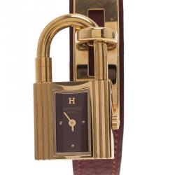 Hermes Black GOld Plated Stainless Steel Kelly Women's Wristwatch 20 MM
