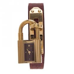 Hermes Black GOld Plated Stainless Steel Kelly Women's Wristwatch 20 MM