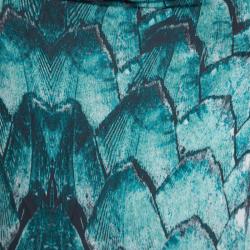 Pre Owned Just Cavalli Turquoise Python Print Cowl Neck Backless Top S