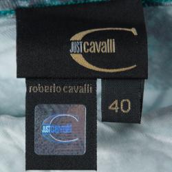 Pre Owned Just Cavalli Turquoise Python Print Cowl Neck Backless Top S