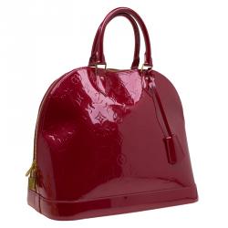 Pre Owned Louis Vuitton Red Monogram Vernis Alma GM Bag