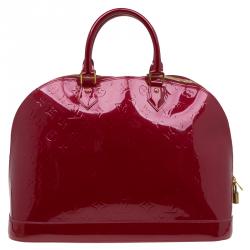 Pre Owned Louis Vuitton Red Monogram Vernis Alma GM Bag
