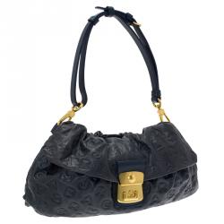 مملوكة مسبقًا Marc By Marc Jacobs Dark Blue Leather Dreamy Logo Linda Shoulder Bag