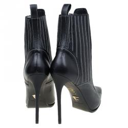 Pre Owned McQ by Alexander McQueen Black Leather Lex Chelsea Ankle Boots Size 39