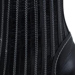 Pre Owned McQ by Alexander McQueen Black Leather Lex Chelsea Ankle Boots Size 39