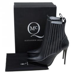 Pre Owned McQ by Alexander McQueen Black Leather Lex Chelsea Ankle Boots Size 39