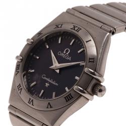 Pre Owned Omega Black Stainless Steel Constellation Women's Wristwatch 22MM