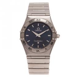 Pre Owned Omega Black Stainless Steel Constellation Women's Wristwatch 22MM