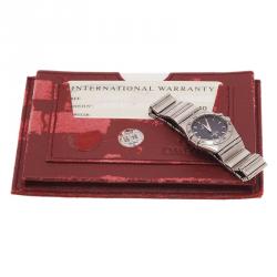 Pre Owned Omega Black Stainless Steel Constellation Women's Wristwatch 22MM