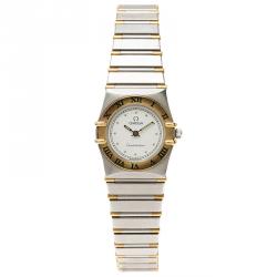 Omega White Stainless Steel Constellation Women's Wristwatch 24 MM