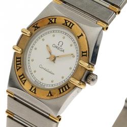 Omega White Stainless Steel Constellation Women's Wristwatch 24 MM