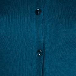 Pre Owned Yves Saint Laurent Blue Cashmere Button Down Cardigan S