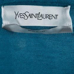 Pre Owned Yves Saint Laurent Blue Cashmere Button Down Cardigan S